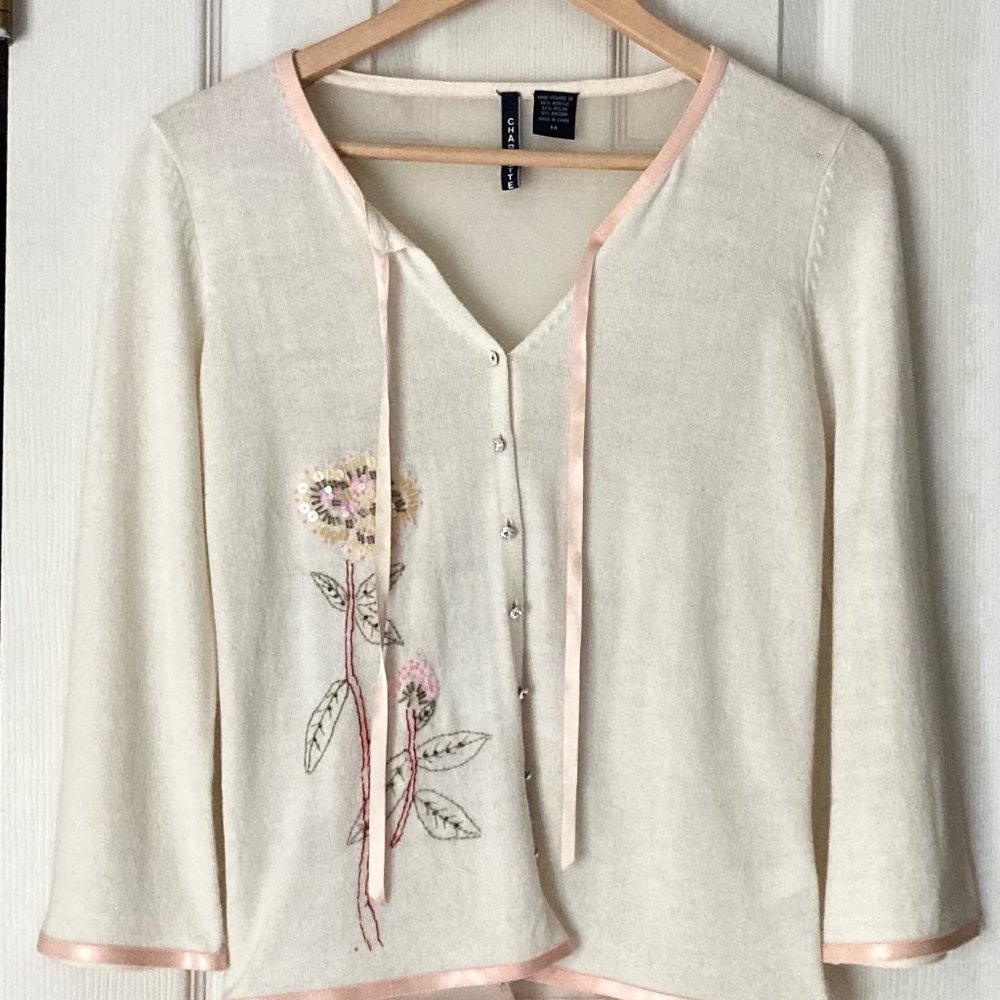 Anthropologie Sheer Back Cardigan - Med Runs Small